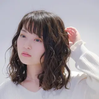 ミディアム カラー パーマ ヘアアレンジ 長嶋 晃佑のヘアスタイル