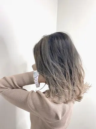 ロング カラー フェザーパーマ/ ダブルカラー/藤田のヘアスタイル