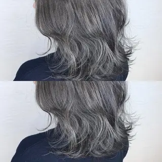 ミディアム カラー 韓国レイヤーカット/ ダブルカラーのヘアスタイル