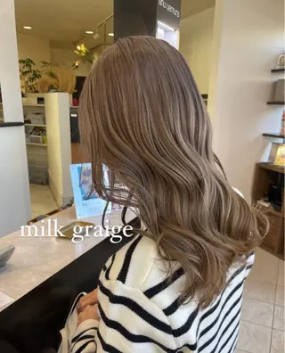 セミロング カラー コレットヘアー 田中アヤノのヘアスタイル