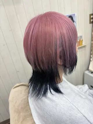 セミロング カラー 角田 安のヘアスタイル