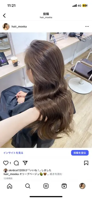 セミロング カラー 艶感/韓国風 🤍moeka🤍のヘアスタイル