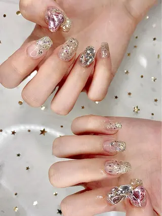 ネイル I-nailロング /ワンホン/キラキラのネイルデザイン