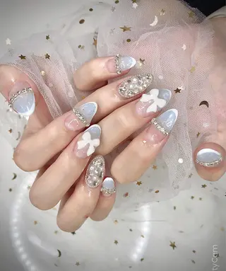 ネイル I-nailロング /ワンホン/キラキラのネイルデザイン