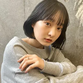 ミディアム カラー 暖色/艶髪/ボブ/ ショート/Ayaのヘアスタイル