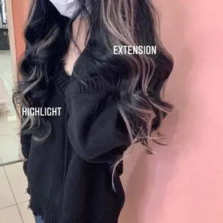 ロング カラー エクステ🩵ブリーチ 韓国ヘア🩵KAEのヘアスタイル