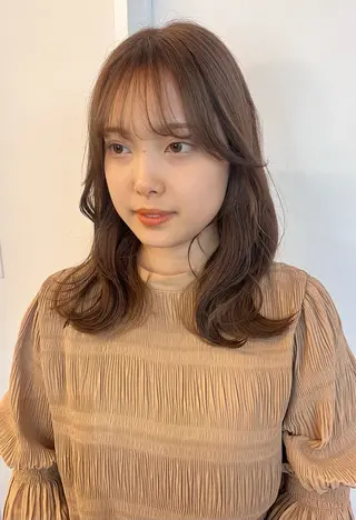 ミディアム カラー レイヤーカット/韓国 ヘア/ honokaのヘアスタイル