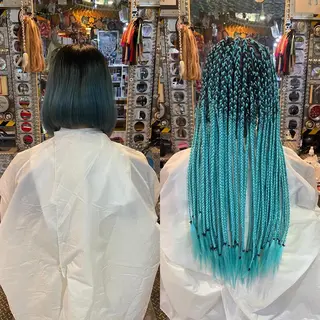 ロング カラー ヘアアレンジ 🌈派手髪エクステ ブレイズ🌈ひろとのヘアスタイル