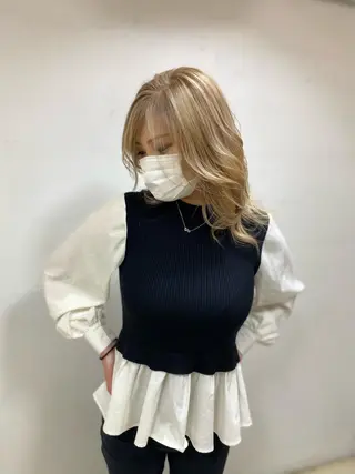 セミロング カラー ヘアアレンジ メンズ キッズ ネイル マツエク・マツパ アイブロウ 🧡可愛い色落ち🧡 ハイトーン特化🧡のヘアスタイル