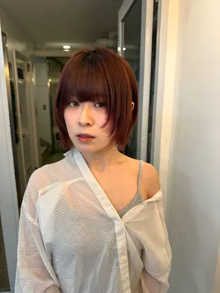ミディアム 須藤 優真 切りっぱなしボブのヘアスタイル