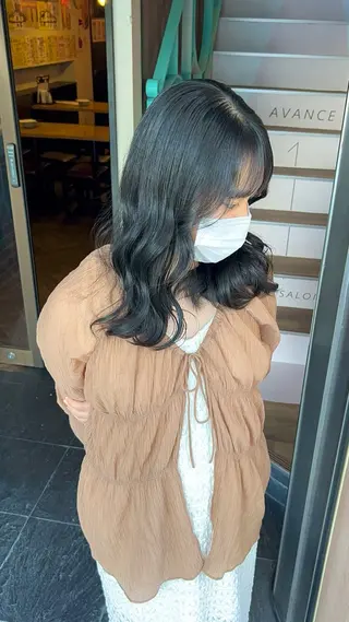 セミロング カラー 【ブリーチ無しW】 【暗髪&暖色系】圭真のヘアスタイル