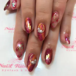 ネイル ネイルリボン 受付スタッフのネイルデザイン