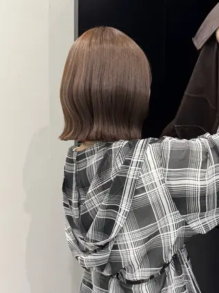 ミディアム カラー era所属・azumi/ボブ/暖 色/オリーブ/縮毛のヘアスタイル