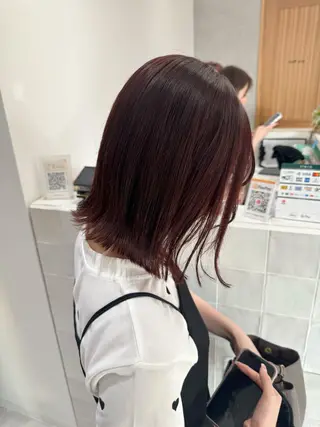 ミディアム カラー 透明感カラー ボブ ミディアム 齊木勇人のヘアスタイル