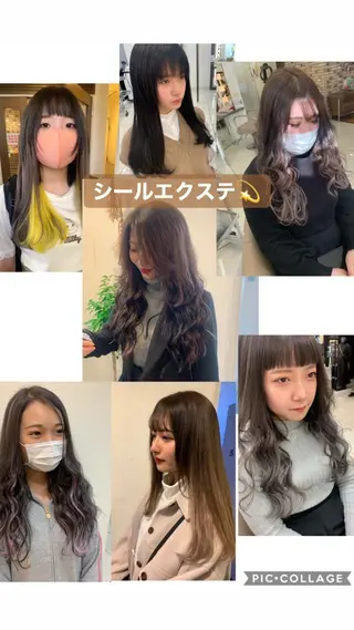 ロング カラー 羽エクステ🩷 🤍まき🤍のマツエク・マツパデザイン