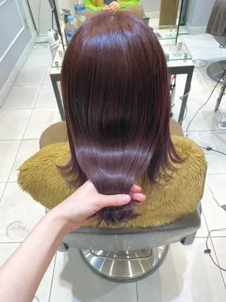 セミロング 似合わせ艶髪カラー ❤️ハダユミのヘアスタイル