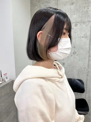 ショート 切りっぱなしボブ/ ブリーチカラー/大塚のヘアスタイル