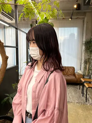 セミロング カラー maho/垢抜け カラーパーマメイクのヘアスタイル