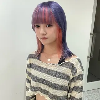 ミディアム カラー 💍ダメージ最小限 ブリーチ/ちさと💍のヘアスタイル