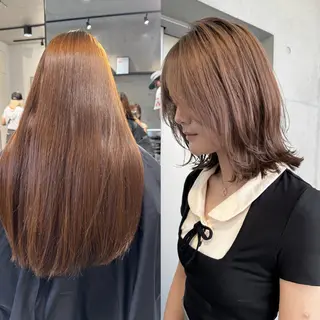 ロング カラー パーマ ヘアアレンジ 透明感/オリーブ/ グレージュ/YUKAのヘアスタイル