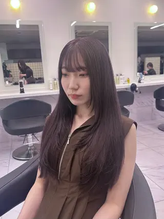 ロング カラー パーマ ヘアアレンジ メンズ キッズ ブリーチなしカラー/ ブラウン/レイヤーのヘアスタイル
