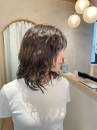 ミディアム パーマ オリーブベージュ/シ ョートボブたまき🧡のヘアスタイル