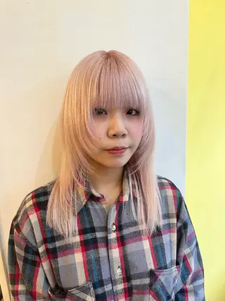 セミロング カラー ハイトーンを育てる ブリーチカラー/牧原のヘアスタイル