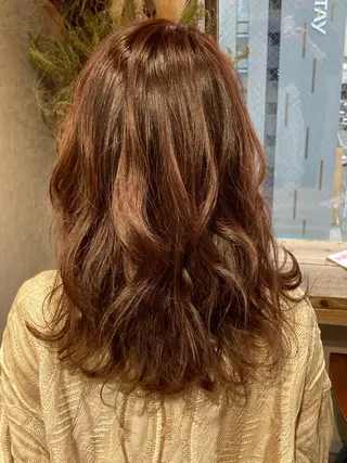 セミロング カラー 浅野 順一のヘアスタイル