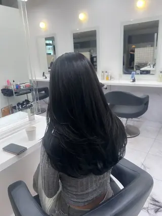 ロング カラー パーマ ヘアアレンジ メンズ キッズ ブリーチなしカラー/ ブラウン/レイヤーのヘアスタイル
