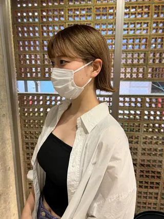 ショート カラー ボブパーマコテ巻き風 パーマNo1深江秀平のヘアスタイル