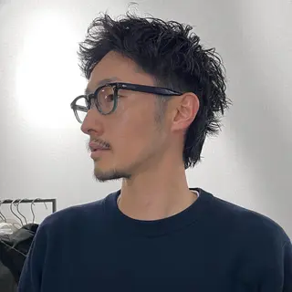 ショート メンズ センターパート/ニ ュアンスパーマのヘアスタイル