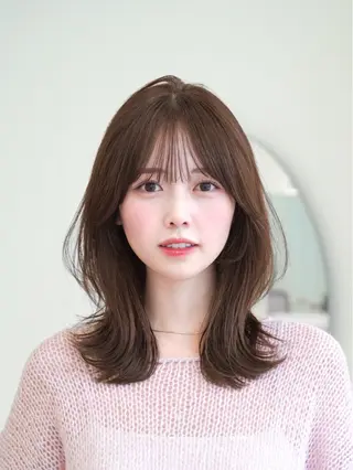 ミディアム カラー ren ボブロブ/ミディアムのヘアスタイル