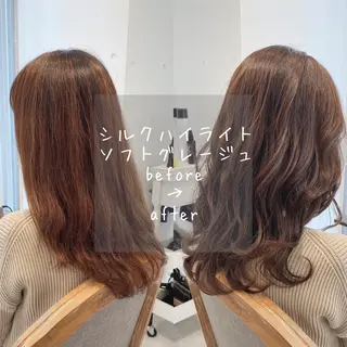 セミロング カラー モテ前髪 タゴメ シンヤのヘアスタイル