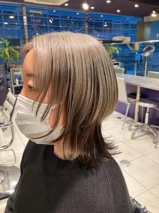 ミディアム カラー スキバサミを使わない カット🌼唯🌼のヘアスタイル