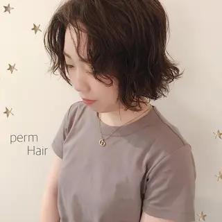 ミディアム パーマ 市川 千夏のヘアスタイル