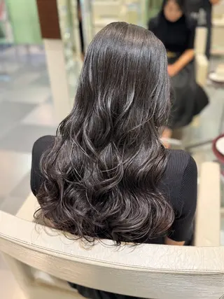 ロング コテ巻き風パーマ/ デジタルパーマのヘアスタイル