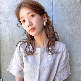 セミロング カラー パーマ ヘアアレンジ 【ダメージレス施術】 【透明感】北村 拓也のヘアスタイル