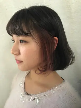 ショート カラー ヘアアレンジ 白髪ぼかしハイライト バレイヤージュヤマトのヘアスタイル