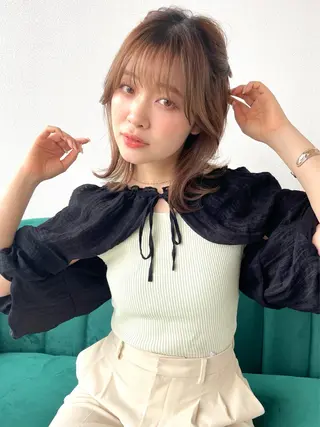 ミディアム カラー ヘアアレンジ kitin  吉祥寺 山岸花のヘアスタイル