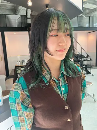 ミディアム カラー ハイトーンを育てる ブリーチカラー/牧原のヘアスタイル