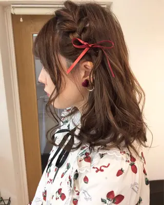 ミディアム ヘアアレンジ クニモトハルナ ボブ/柔らかカラーのヘアスタイル