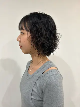 ショート カラー パーマ レザーカット/ ミニボブ/しおりのヘアスタイル