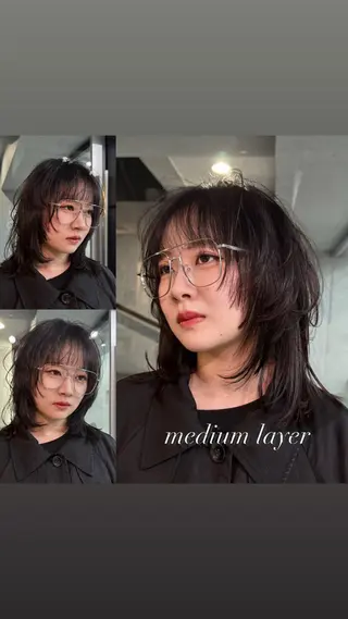 ミディアム You/透明感カラー レイヤーカット/ボブのヘアスタイル