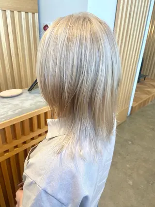 セミロング カラー ショート/ウルフ ハイトーン/カイセイのヘアスタイル