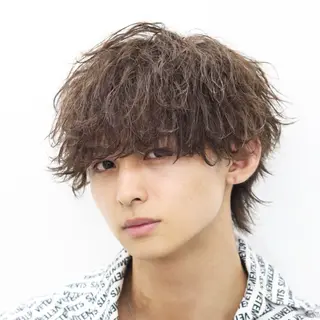 ミディアム カラー パーマ メンズ ハイトーン/メンズマ ッシュ/KYOHEIのヘアスタイル