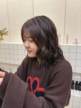 ミディアム カラー パーマ NIKO/名古屋/ 髪質改善/艶髪のヘアスタイル