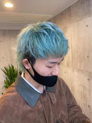 カラー メンズ メンズウルフ🐺♡ ブリーチ♡ヘアメ🎀のヘアスタイル