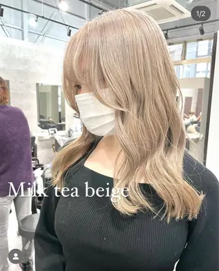セミロング 酸性ストレート 髪質改善のヘアスタイル