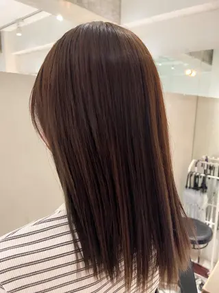 ロング カラー 艶くすみカラー /縮毛/川添桃花のヘアスタイル