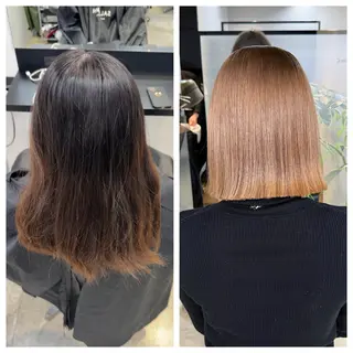 ショート け んブリーチ縮毛矯正のヘアスタイル